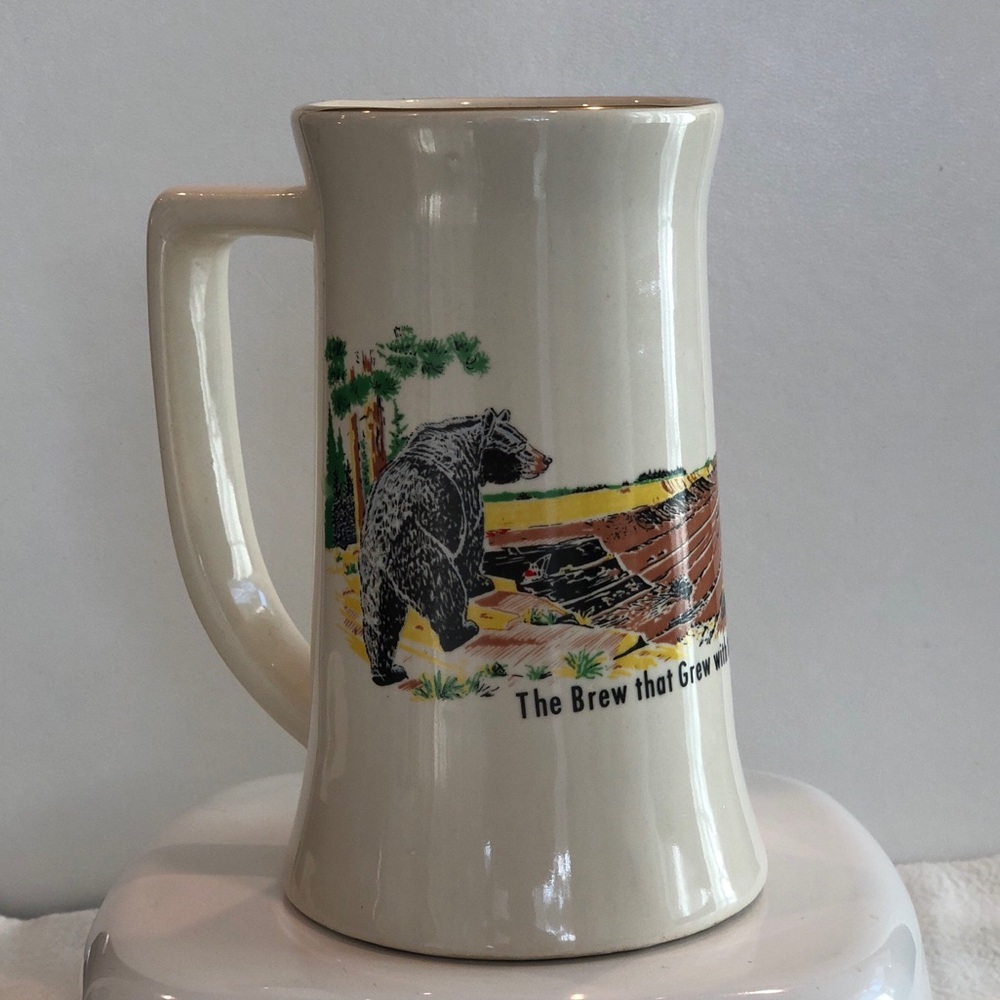 Vintage Schmidt Ceramic Beer Stein Mug in Cream with Red Logo - Picture 3 of 9